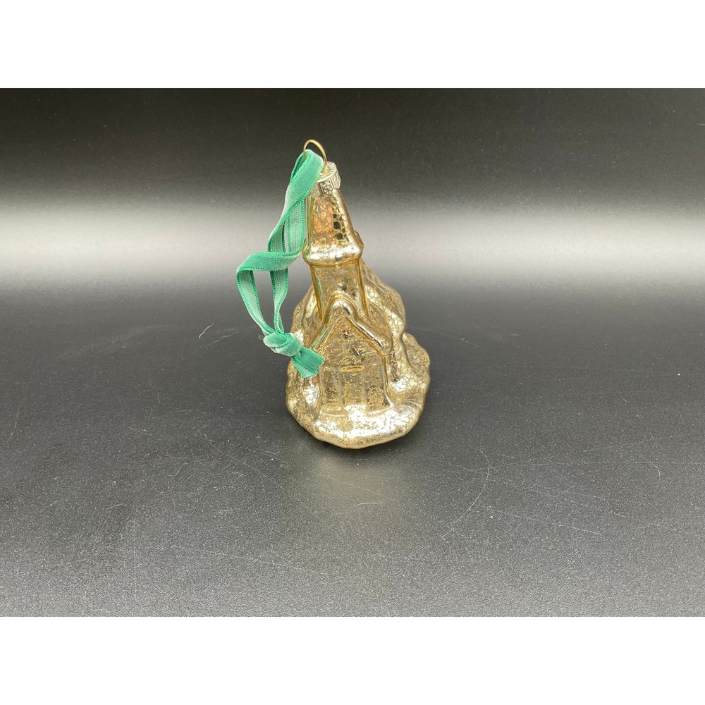 Vintage Crackle Church Ornament Gold Tone Christmas‎ Decoration